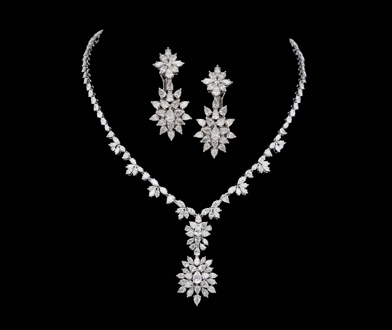 Diamond necklace and earring set