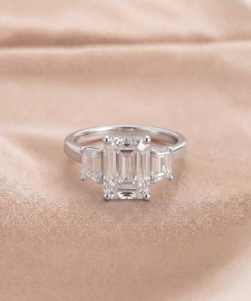 Emerald Diamond Engagement Ring in 18K White Gold (5.02ct Centre)