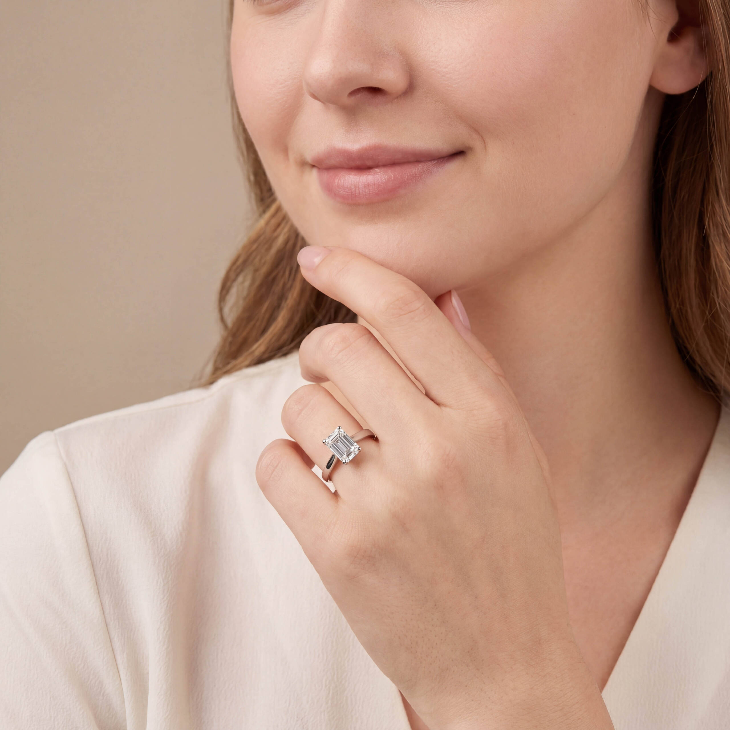 Emerald Diamond Engagement Ring in 18K White Gold (1.71ct Centre) - Image 2