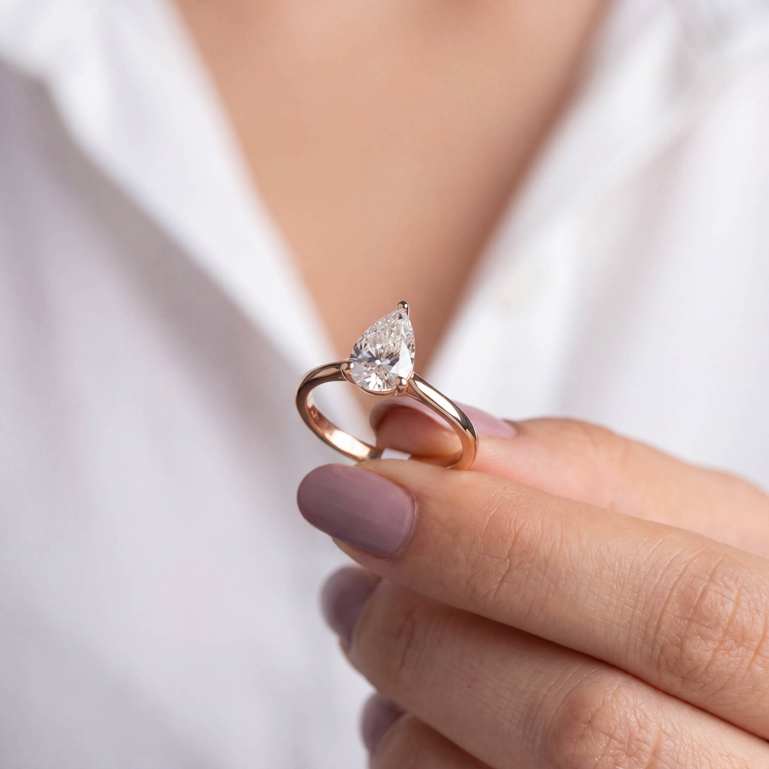 Pear Diamond Engagement Ring in 18K Rose Gold (1.59ct Centre) - Image 2