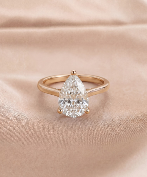 Pear Diamond Engagement Ring in 18K Rose Gold (1.59ct Centre)