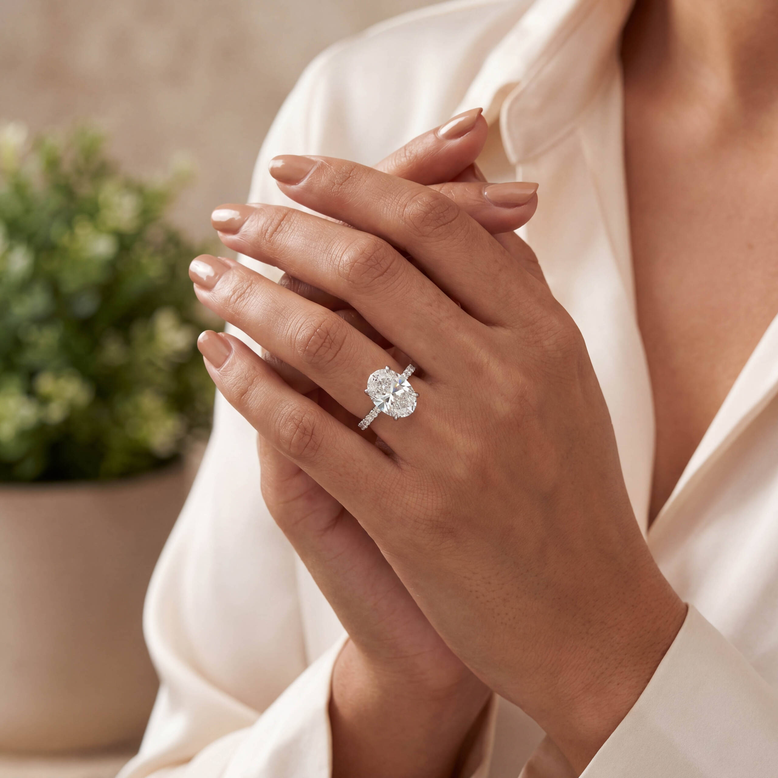 Oval Diamond Engagement Ring in 18K White Gold (5.72ct Centre) - Image 2