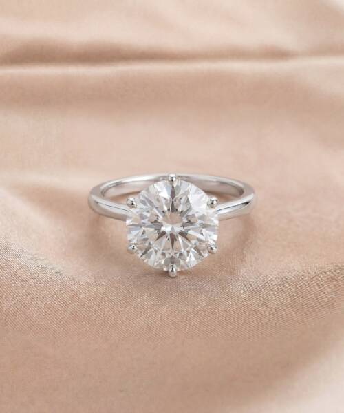 Round Brilliant Diamond Engagement Ring in 18K White Gold (8.09ct Centre)