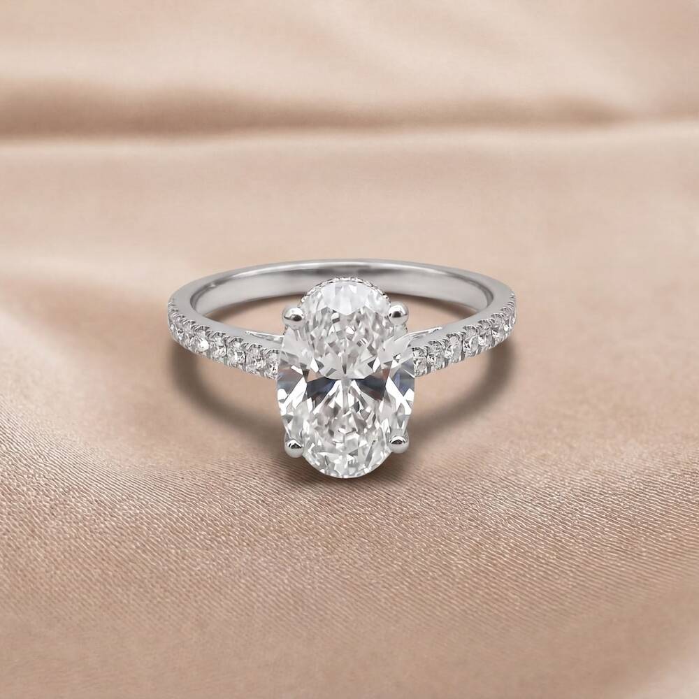 Oval Diamond Engagement Ring in 18K White Gold (2.19ct Centre)