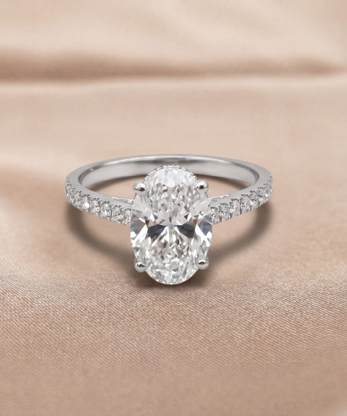 Oval Diamond Engagement Ring in 18K White Gold (2.19ct Centre)