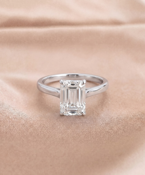 Emerald Diamond Engagement Ring in 18K White Gold (1.71ct Centre)