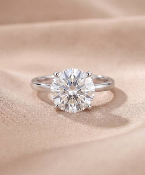 Round Brilliant Diamond Engagement Ring in 18K White Gold (6.02ct Centre)