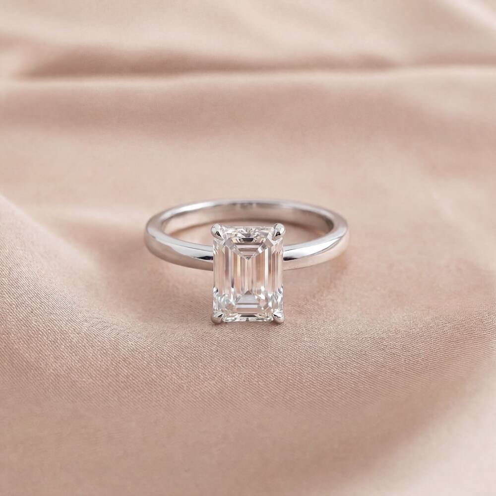 Emerald Diamond Engagement Ring in 18K White Gold (2.02ct Centre)