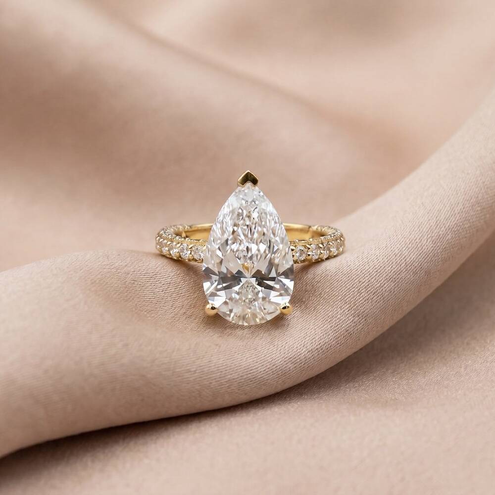 Pear Diamond Engagement Ring in 18K Yellow Gold (5.03ct Centre)