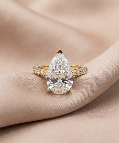 Pear Diamond Engagement Ring in 18K Yellow Gold (5.03ct Centre)