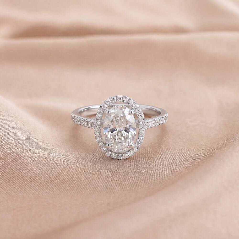 Oval Diamond Engagement Ring in 18K White Gold (5.72ct Centre)